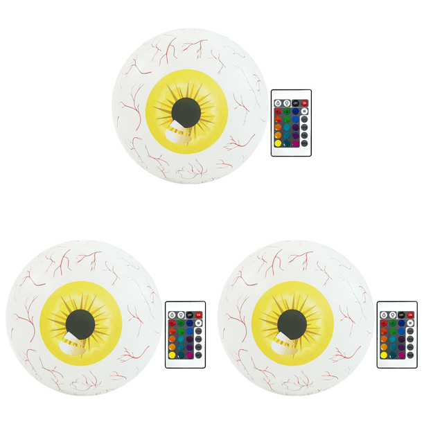 Luces globo ocular Halloween LED inflable para jardín patio (40 cm-1 pieza) Amarillo