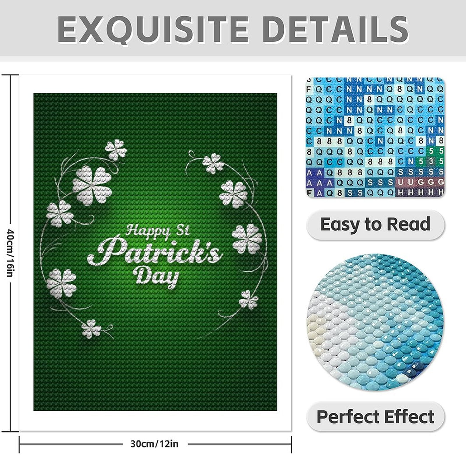 Diamond Art Kits for Adults - St. Patrick Print No.315 5D Frameless Dimond Painting Kit for Adults Beginner, Round Diamond Kits for Home Wall Decor, Gift for Women