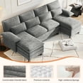 thumbnail image 7 of Techmilly Modern U-Shaped Sectional Sofa with Double Chaise & Movable Ottomans, 4-Seat Chenille Fabric Couch for Living Room, Light Grey, 7 of 7