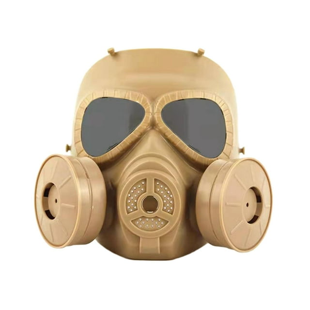 Máscara de juego Máscara protectora Máscara de doble ventilador CS Máscara facial completa para fiesta Halloween Deporte al aire libre Disfraz de cosplay Lente Negra Marrón shamjiam Equipo de cara completa