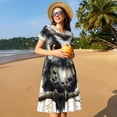 thumbnail image 4 of Balery Whimsical Owl On Branch Vestidos sueltos de manga corta para mujer, vestidos de verano 2025, vestidos casuales de corte A con vuelo., 4 of 6