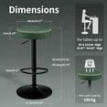 thumbnail image 2 of Bar Stools Set of 2 Microfiber Leather Counter Height Bar Stools with Round Seat Adjustable Swivel Backless Barstools Modern Tall Bar Chairs for Kitchen Island Green(24-33 Inch,330lbs), 2 of 18