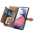 thumbnail image 5 of SaniMore Case for Motorola Moto G 5G 6.5" 2023, PU Leather Zipper Wallet Detachable Lanyard Retro Embossed Flower Crad Slots Flip Kickstand Full Body Protective Drop-proof Cover, Brown, 5 of 6