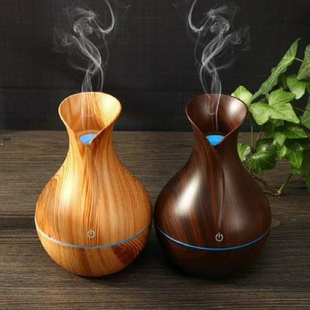 Essential Oil Diffuser 130ml Mini Aroma Wood Grain Cool Mist Humidifier for Office Home Study Yoga Spa Baby Auto