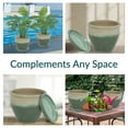 thumbnail image 5 of Sunnydaze Chalet 12" x 12" x 9.5" Round Seafoam Ceramic Solid Plant Pot with Saucers (2-Count), 5 of 11
