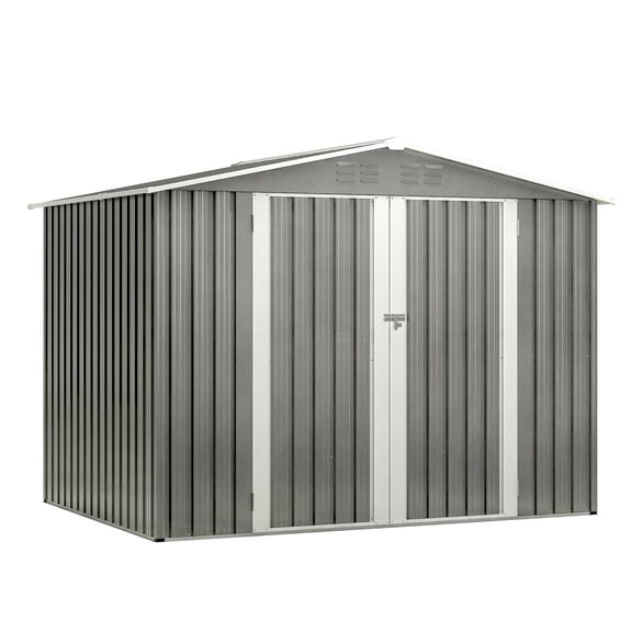 Outdoor Storage Shed 8 x 6 FT Outdoor Waterproof Garden Tool Storage Sheds with Metal Foundation with Floor Frame, Tool Shed with Lockable Hinged Doors & Air Vents, Storage House Waterproof for Backy