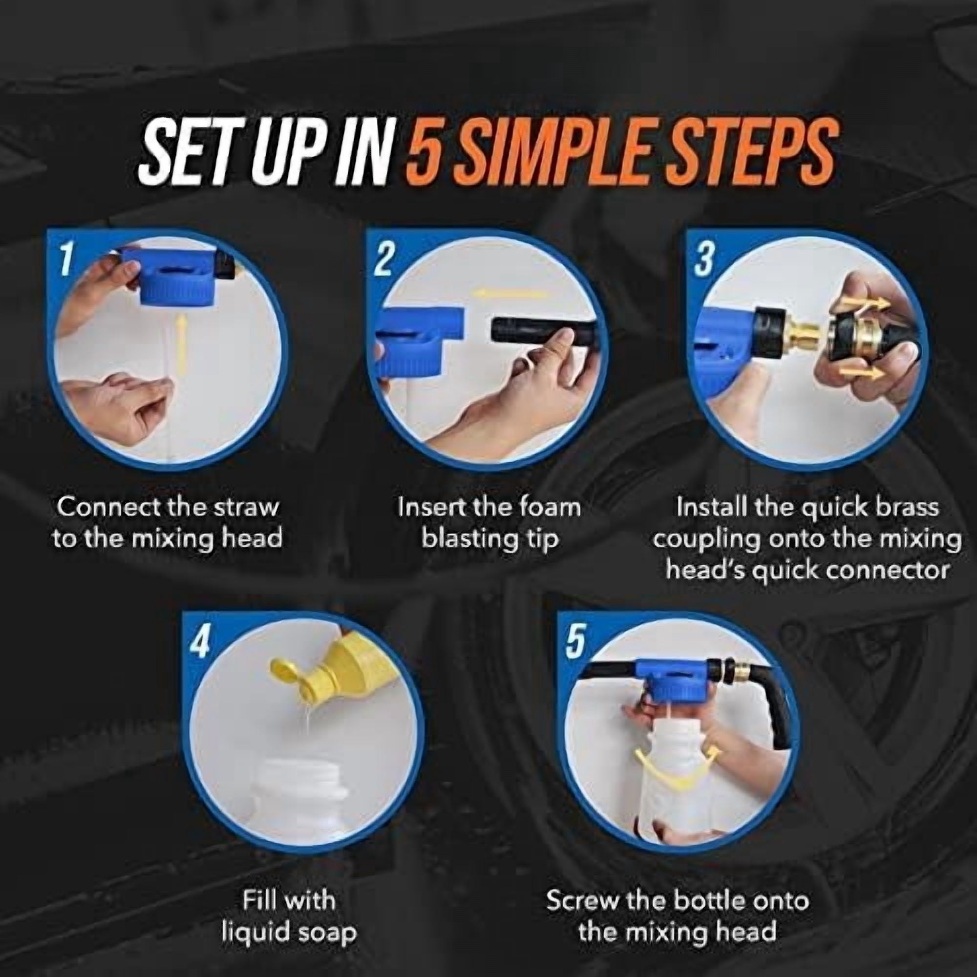 Car Wash Foam Gun + Microfiber Wash Mitt - Foam Cannon Works with Any Soap - Garden Hose Car Foam Sprayer - Car Wash Kit - Car Accessories Foam Blaster (Blue Foam Gun with Mitt)