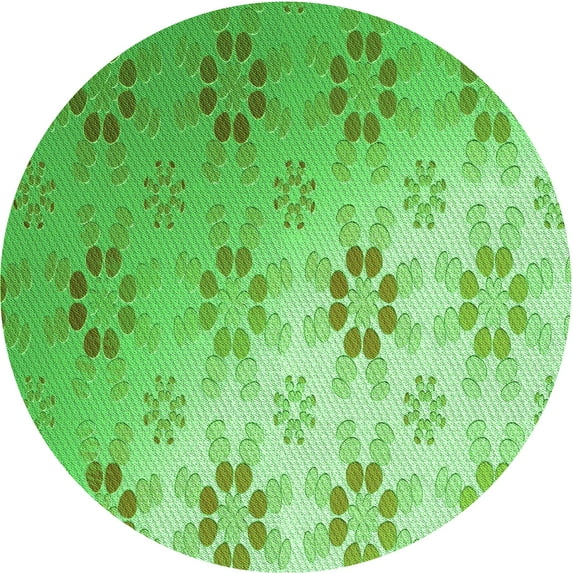Ahgly Company Machine Washable Indoor Round Transitional Green Area Rugs, 5' Round