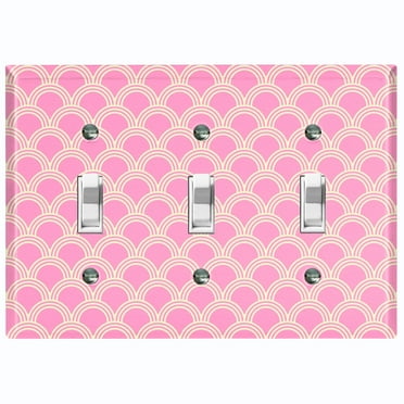 Metal Light Switch Plate Cover Japanese Sea Wave Pattern Pink Wallpaper WAL021