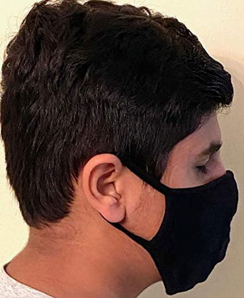 Pack of 5 Made in USA Fashion 2 Layer Protective Face Masks Unisex Washable Cotton Mask Hand Made… (black)