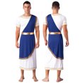 thumbnail image 1 of TiaoBug Robe Gothique Grecque Ancienne pour Hommes, Décoration Dorée Rétro, Longue Robe Bleue TTG, 1 of 6