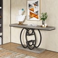 thumbnail image 3 of Tribesigns 55 Inch Console Table for Hallway, Faux Marble Gold Entryway Table with Geometric Metal Base, Modern Narrow Sofa Accent Table for Entrance, Living Room, Foyer, 3 of 8