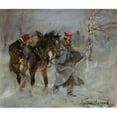 thumbnail image 3 of Wojciech Kossak 23x20 Black Modern Framed Museum Art Print Titled - Uhlan Leading a Horse (1927), 3 of 5