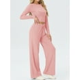 thumbnail image 6 of MINTREUS Lounge Sets for Women Long Sleeve Tops Wide Leg Pants Comfy Loungewear Two Piece Outfits with Pocketed, 6 of 8