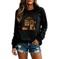 thumbnail image 4 of Women Crew Neck Halloween Witch House Graphic Sweatshirt, Drop‑Shoulder Long Sleeve Loose Pullover, Vintage Retro Fall Holiday Top for Halloween Party Trick‑or‑Treat Daily Wear, 4 of 4