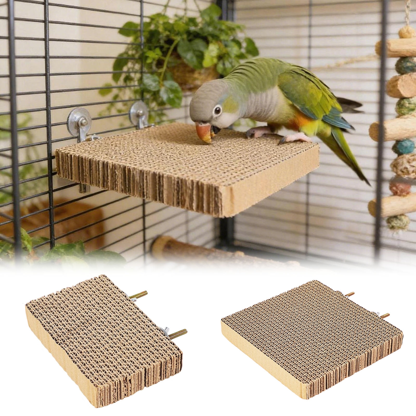 Parrot Foraging Chewing Cardboard Toy Cork‑Included Bite‑Resistant Enrichment Accessory Energy‑Releasing Cage Play Tool For Cockatoos Small Birds Parakeets L