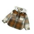 thumbnail image 1 of Kids Coat  Girls Plaid Long Sleeve Hooded Single-Breasted Jacket with Pockets for Spring Fall  1-6 Years, 1 of 7