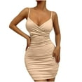 thumbnail image 2 of BONIXOOM Sexy Dresses for Women Date Night Multi-theme Party V-Neck Tab Sleeveless Bandeau Jacket Solid Khaki Dresses, 2 of 9