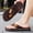 Brown, variant on Parallel Braided Strap Flip Flops Leather Label Decor Rugged Anti-Slip Outsole Outdoor Driving Footwear