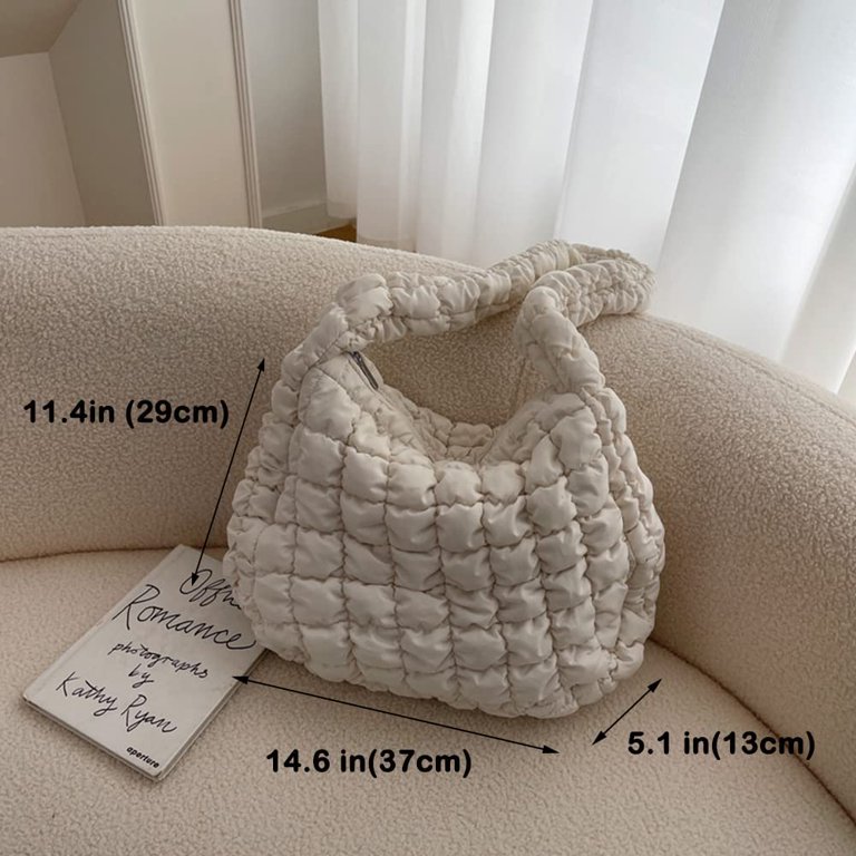 Puffer Shoulder Bag for Women Quilted Puffy Lightweight Nylon Handbag Large  Padded Soft Purse