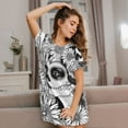 thumbnail image 3 of Naloa Floral Sugar Skull Portrait Print Women Nightgowns,Womens Loungewear,Short Sleeve Sleepwear,Comfy Ladies Nightdress, 3 of 6