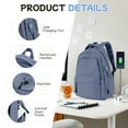 thumbnail image 6 of Cute Aesthetic Backpack with USB Charge for College, Waterproof Schoolbag with Pockets, Medium Casual Daypack for Students Teens Women Men, Blue, 6 of 9