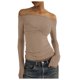 thumbnail image 1 of Top de manga larga con hombros descubiertos para mujer: corte ajustado, espalda descubierta, color liso, poliéster, elástico, moda/casual, fiesta/día a día, 1 of 4