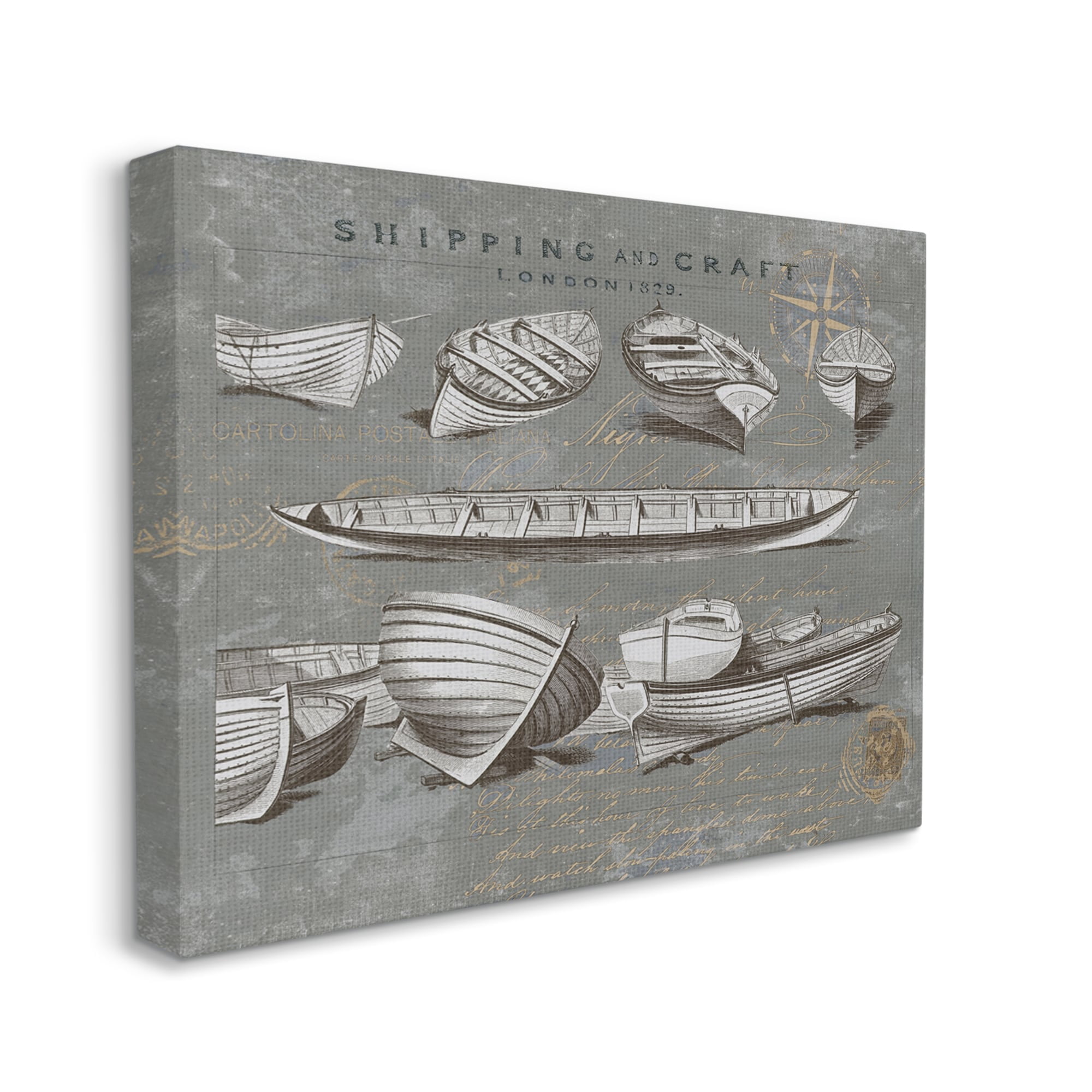 Stupell Various Boats Watercraft Vessels Transportation Painting Gallery Wrapped Canvas Print Wall Art