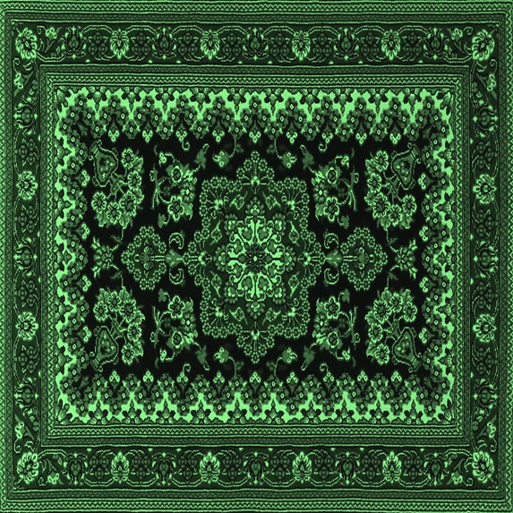 Ahgly Company Indoor Square Persian Emerald Green Traditional Area Rugs, 6' Square