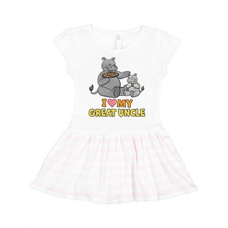 

Inktastic I Love My Great Uncle Hippos Gift Toddler Girl Dress