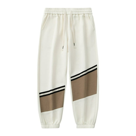 XL-4X Plus Size Corduroy-Pants for Men with Pockets Big & Tall Casual Color-Block Tapered Leg Drawstring Elastic Waist Athletic Joggers Pant