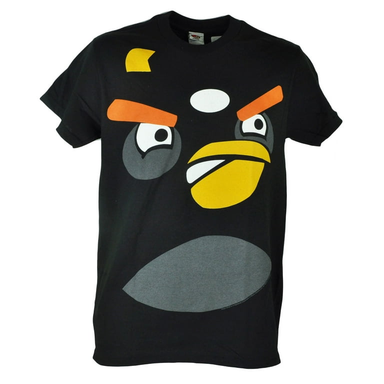 Politibetjent Det Sprede Angry Birds Black Bird Face Rovio Video Game Phone Adult Mens Tshirt Tee  Large - Walmart.com