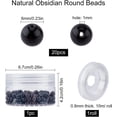 thumbnail image 2 of 200 cuentas redondas de obsidiana negra de 6 mm, semipreciosas, con hilo elástico y recipientes de plástico para pulseras, collares, pendientes y bisutería., 2 of 9