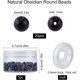 thumbnail image 2 of 200 cuentas redondas de obsidiana negra de 6 mm, semipreciosas, con hilo elástico y recipientes de plástico para pulseras, collares, pendientes y bisutería., 2 of 9