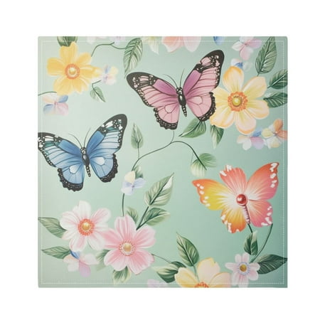 

Napkin Satin Napkin 20*20Inchx1 Kitchen Towel Dinner Plate Towel Decorative Towel Napkin Tea Towel Suitable For Kitchen Table Green Flowers and Butterflies