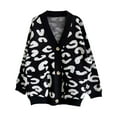 thumbnail image 3 of Cardigans Women Trendy Loose Casual Leopard Print Long Sleeve V Neck Knit Sweater Outfits Clothes, 3 of 7