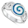 thumbnail image 4 of CHOOSE YOUR COLOR Filigree Swirl Ring .925 Sterling Silver Band Blue CZ Jewelry Female Size 7, 4 of 4