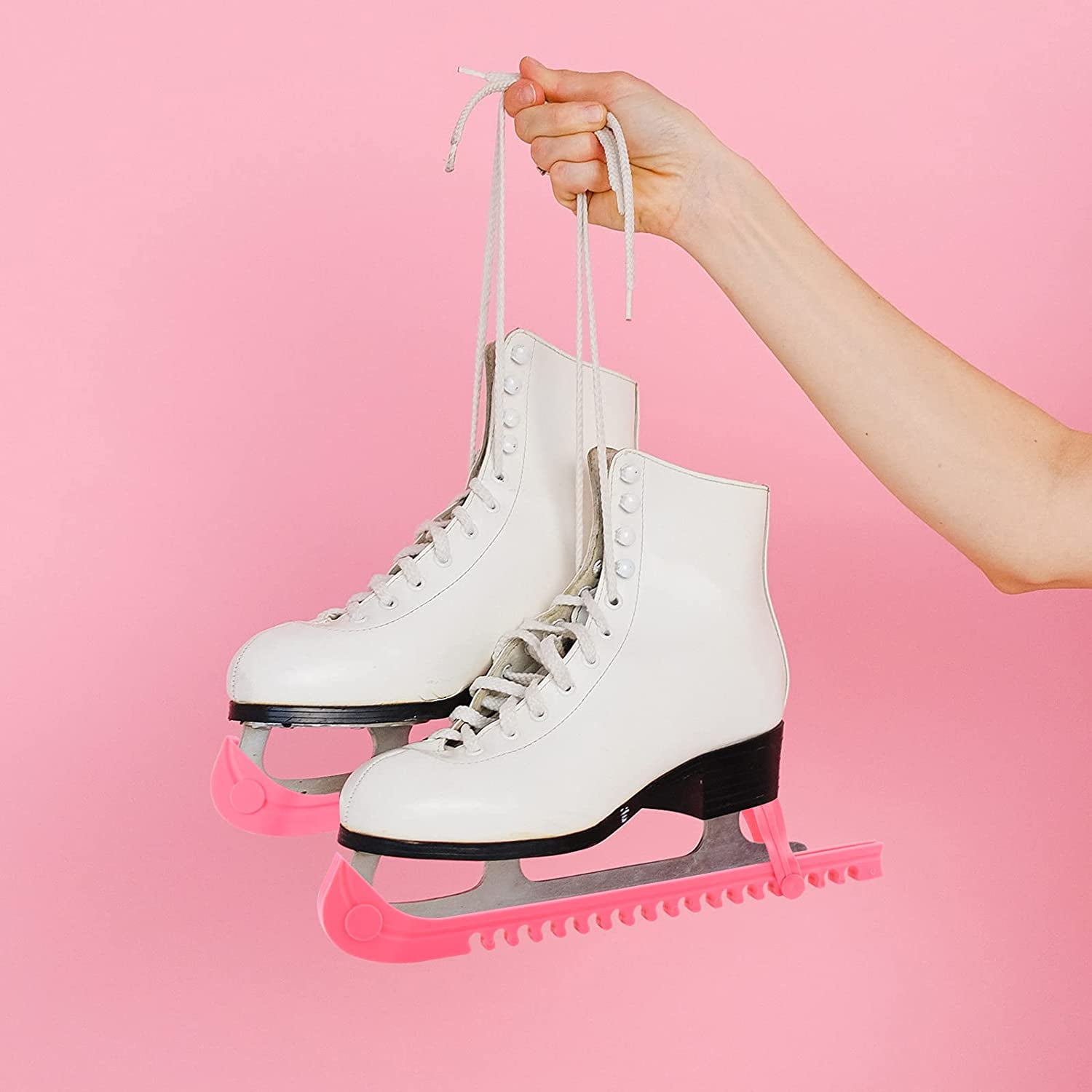 1 Paire De Protège-Lames Pour Patins à Glace - Taille M, TPU Élastique, Rose - 14