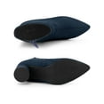 thumbnail image 4 of BLISSFUL STEP Women's Pointy Toe Side Zip Block Heel Ankle Boots Navy Blue 9.5, 4 of 7