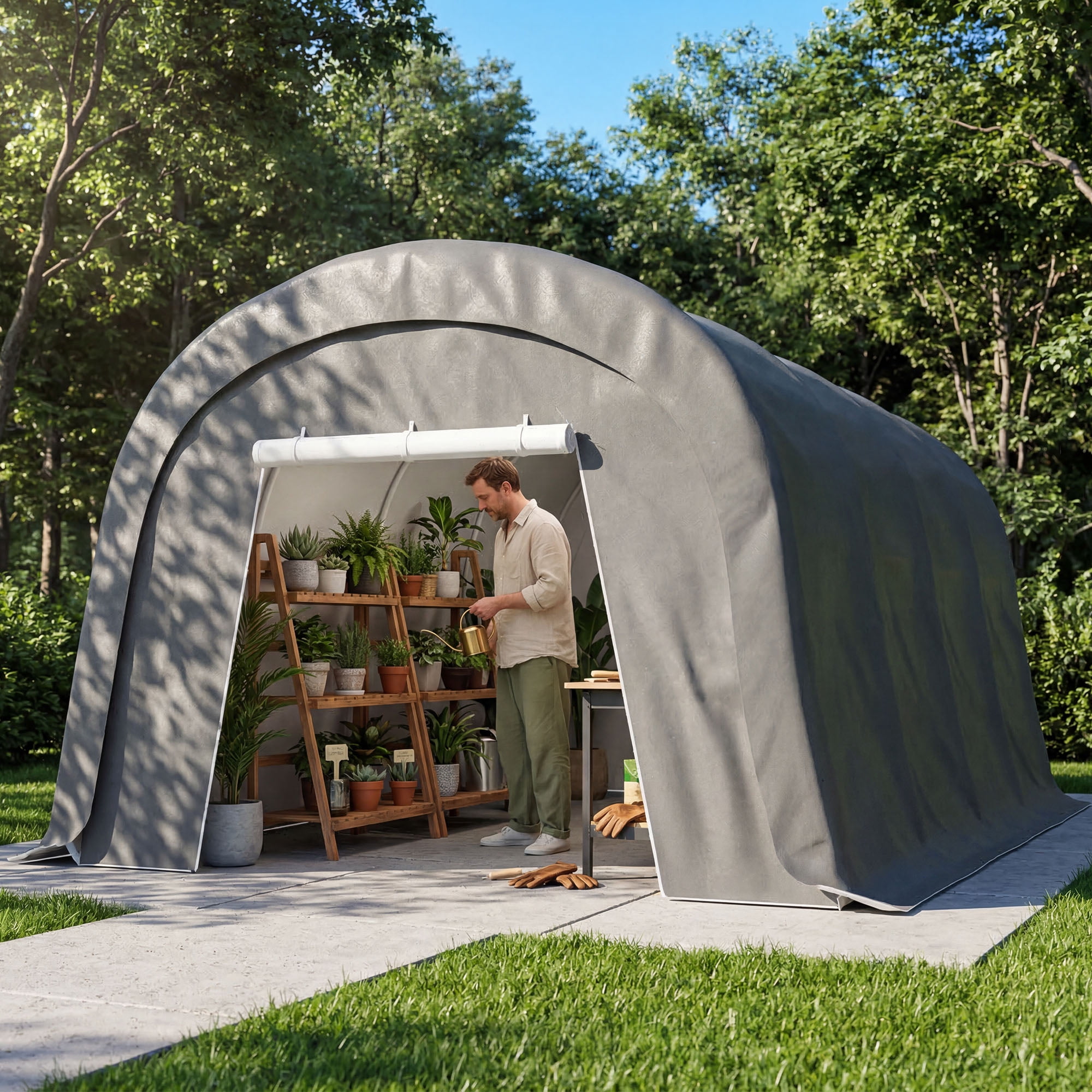 MOALCOFER 10'x20' Carport,Heavy Duty Car Canopy with Steel Frame,Portable Garage with Weatherproof Cover