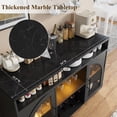 thumbnail image 5 of Sideboard Buffet Cabinet, 54" Kitchen Cabinet with LED Lights & Arched Glass Doors, Tall Bar Cabinets with 2 Adjustable Shelves, Wine Rack & Storage Table for Dining Room, Black, 5 of 7