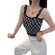 thumbnail image 3 of Chaleco para mujer, niña, con hombros descubiertos, top corto, chaleco estampado de punto, negro Jumpingount AP001569-03B, 3 of 7