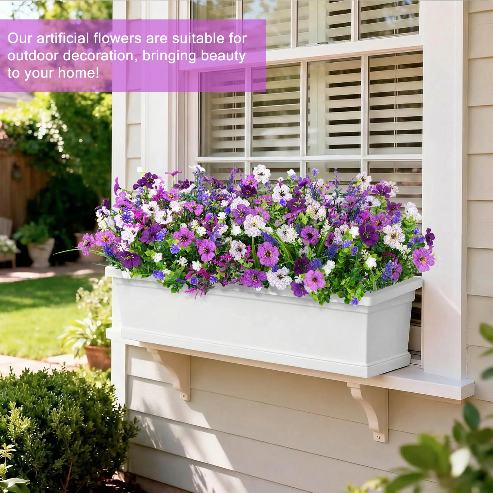Scidweet Artificial Flowers for Outdoors, 36 Bundles Fake Silk Flowers Faux Plastic Plant UV Resistant for Spring Summer Porch Garden Yard Planter Indoor Outdoor Home Decor, Multicolor