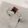 thumbnail image 3 of 2Ct Emerald Cut Lab Created Red Garnet Bezel Set Solitaire Ring 14k White Gold Plated Silver, 3 of 5