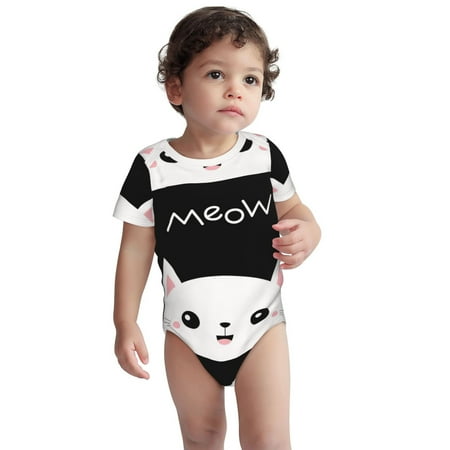 

Haiem Cat Meow Printed Unisex-Baby Short Sleeve Onesies Bodysuits Unisex Babies Snap-Up Rompers-3 Months