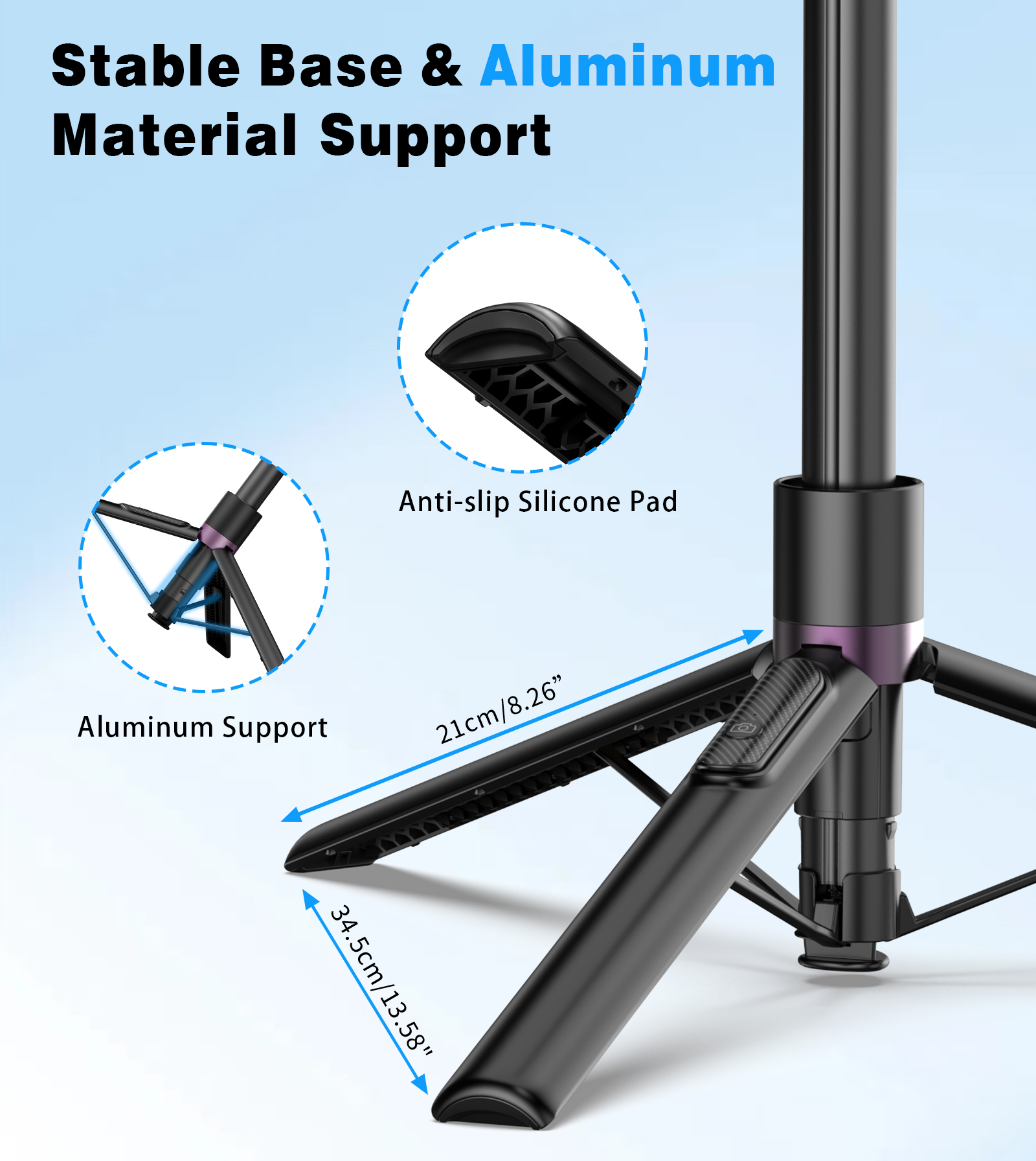 Toneof 68" Magnetic Aluminum Tripod for iPhone with Remote photo 7