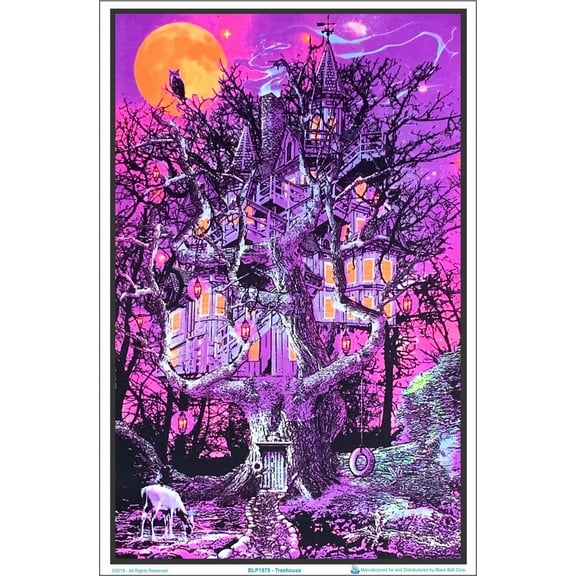 Treehouse Blacklight Multicolor Poster 23 x 35 Unframed