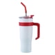 thumbnail image 1 of Taza aislada para coche de acero inoxidable de 1250 ml con vasos aislados con pajita para viajes al aire libre, color blanco, 1 of 10