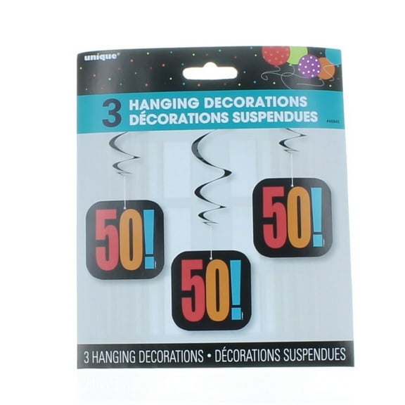 50TH Birthday 50! Set of 3 Hanging Decorations Party Supplies