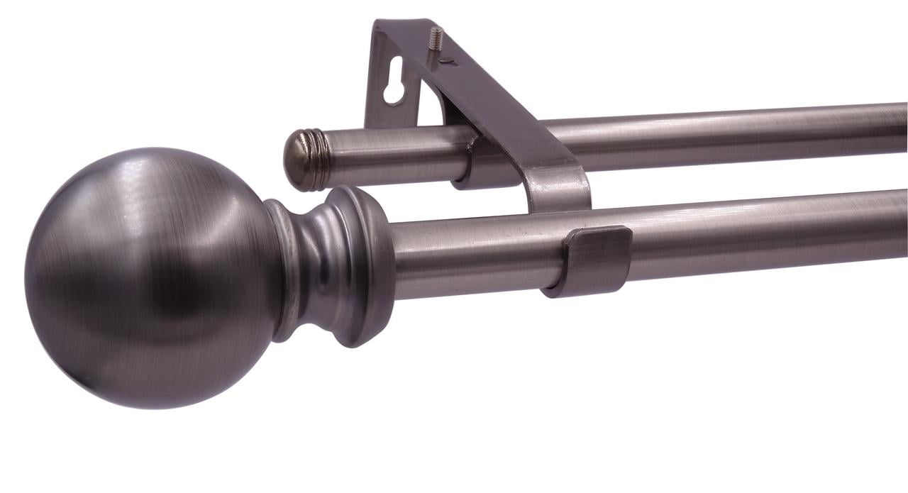 Allen 72" 144" Adjustable Double Curtain Rod With Decorative Finials